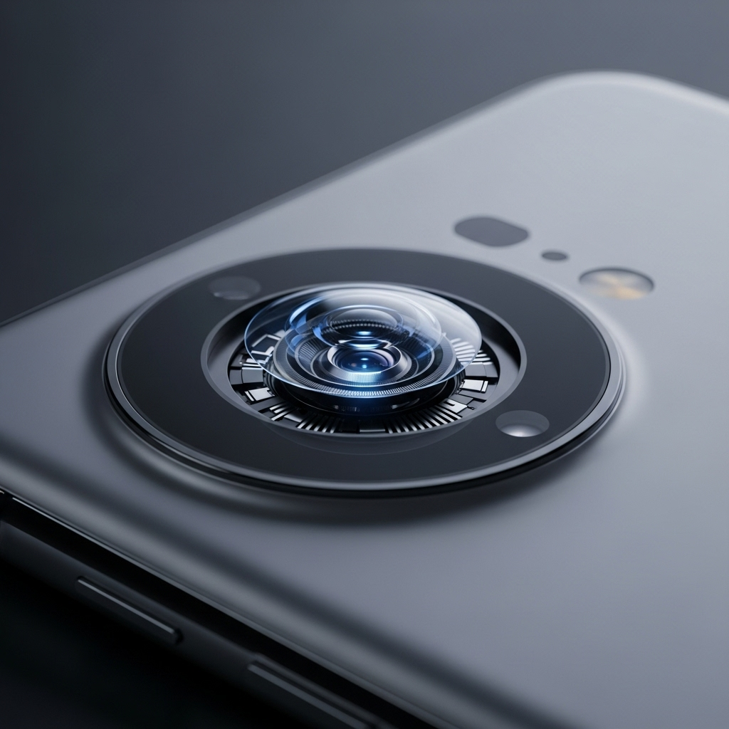 A close-up of the new circular camera module on the back of the Google Pixel 10, highlighting its futuristic, robotic-eye design.
